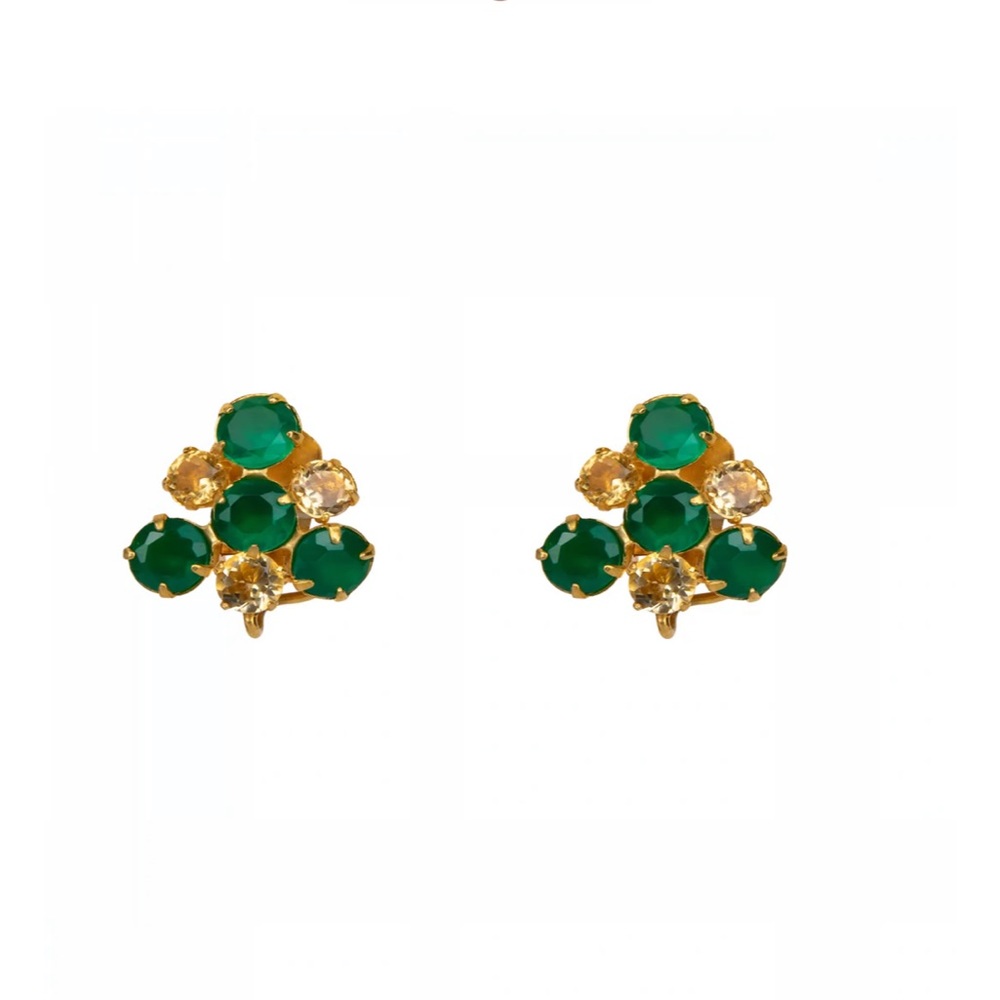 Green Onyx & Lemon Quartz Studs